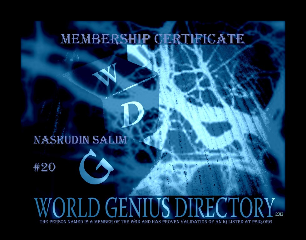 World Genius Directory certificate